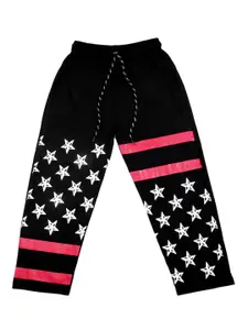 SWEET ANGEL Boys Black & Red Printed Straight-Fit Cotton Track Pant