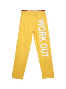SWEET ANGEL Boys Yellow Solid Pure Cotton Relaxed-Fit Track Pant