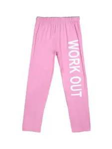 SWEET ANGEL Boys Pink Printed Pure Cotton Relaxed-Fit Track Pants