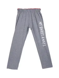 SWEET ANGEL Boys Grey Melange Solid Pure Cotton Relaxed-Fit Track Pants