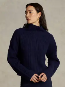 Polo Ralph Lauren Women Navy Blue Ribbed Pullover