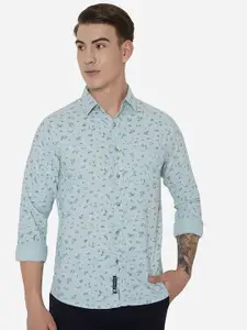 Greenfibre Men Grey Slim Fit Floral Printed Pure Cotton Casual Shirt