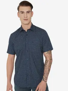 Greenfibre Men Blue Slim Fit Checked Casual Shirt