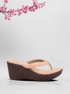 Mochi Rose Gold Embellished Party Wedge Heels