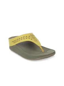 Mochi Women Open Toe Flats with Laser Cuts