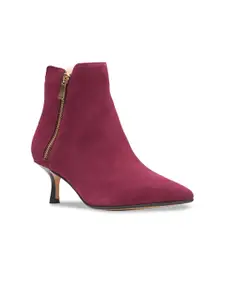 Clarks Women Maroon Solid Casual Stiletto Boots