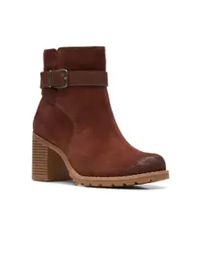 Clarks Women Brown Solid Ankle Regular Boots