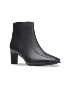 Clarks Women Black Solid Leather Regular Boots