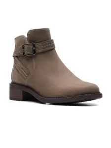 Clarks Women Taupe Solid Regular Boots