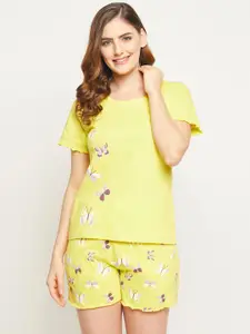 Clovia Clovia Women Printed Butterfly Top & Shorts Night suit