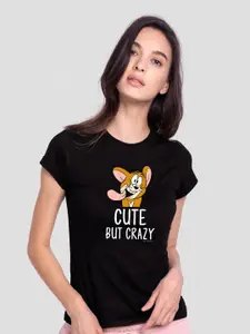 Bewakoof Official Tom & Jerry Merchandise Cute But Crazy Graphic Printed Slim Fit T-shirt