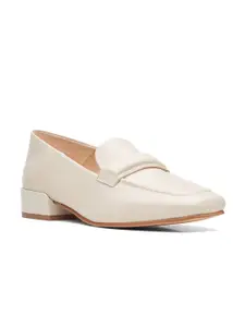 Clarks Off White Leather Block Pumps