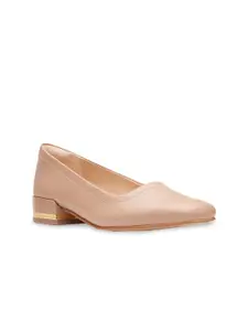 Clarks Brown Leather Block Pumps