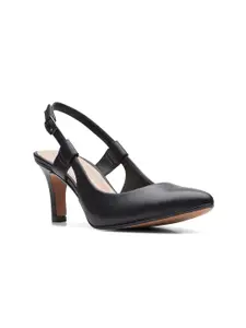 Clarks Black Leather Pumps with Buckles