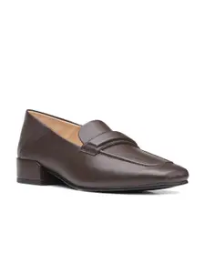 Clarks Brown Leather Block Pumps