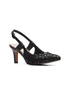 Clarks Black Pumps with Laser Cuts