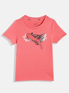 Puma Girls Brand Logo Printed Regular Fit Pure Cotton Alpha T-Shirt