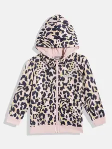 Puma Girls Leopard Printed Regular Fit Hooded Sweatshirt
