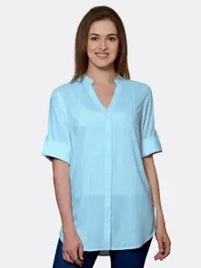 PATRORNA Women Blue Comfort Striped Casual Shirt