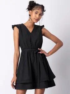 FabAlley Black Georgette Mini Dress