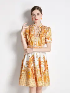 JC Collection Yellow Floral Dress