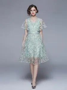 JC Collection Green Floral Dress