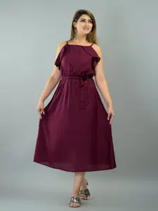 IQRAAR Purple Midi Dress