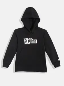 Puma Girls Brand Logo Printed Regular Fit Hooded Sweatshirt