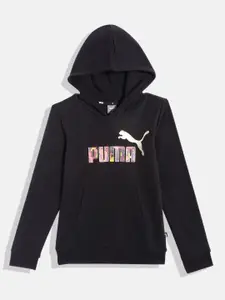 Puma Girls Brand Logo Printed Regular Fit Hooded Essential+ Bloom Sweatshirt
