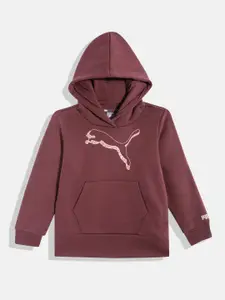 Puma Girls Brand Logo Print Regular Fit Hooded Sweatshirt