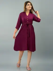IQRAAR Purple Empire Dress