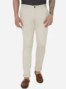 JADE BLUE Men Off White Slim Fit Chinos Trousers
