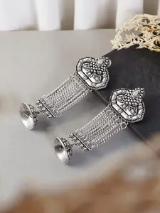 ATIBELLE Silver-Toned Contemporary Drop Earrings