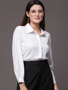 Selvia Women White Solid Formal Shirt