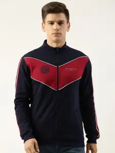 Peter England Men Colourblocked Front-Open Sweatshirt