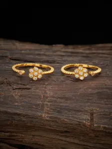 Kushal's Fashion Jewellery Set Of 2 Gold-Plated White Toe Ring
