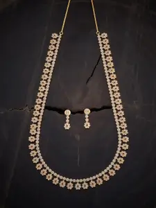 Kushal's Fashion Jewellery Gold-Plated Ruby & White CZ-Studded Necklace Set