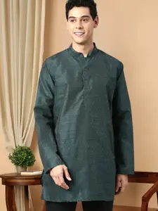 TATTVA Men Olive Green Solid Chikankari Kurta