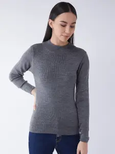 RVK Women Grey Pullover Sweater