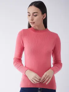 RVK Women Rose Ribbed Pullover Sweater