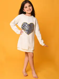 Anthrilo Anthrilo Girl Grey Melange Embellished Applique Jumper Dress