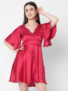 MISH Red Satin A-Line Mini Dress