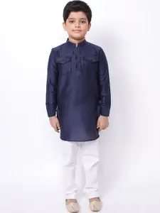 NAMASKAR Boys Cotton Solid Kurta with Churidar