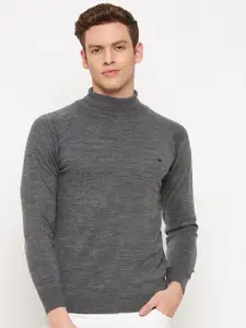 Okane Men Grey Melange Pullover Sweater