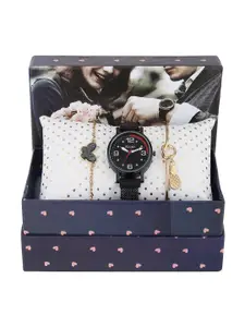 FLUID Women Black Watch & Bracelet Gift Set FL-Watch Gift Set-02