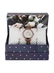 FLUID Women Copper-Toned Solid Watch & Jewellery Gift Set FL-Watch Gift Set-20