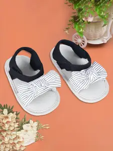 Baby Moo Girls Striped Open Toe Flats with Bows