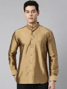TATTVA Men Khaki Relaxed Slim Fit Casual Shirt