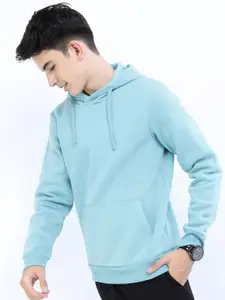HIGHLANDER Men Blue Solid Hooded Sweatshirt