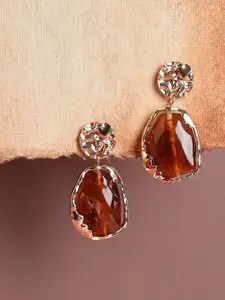 SOHI Gold-Plated Contemporary Drop Earrings